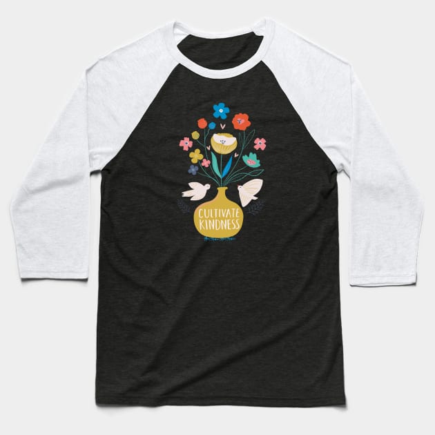 Cultivate Kindness Baseball T-Shirt by Rosalind Maroney Illustration